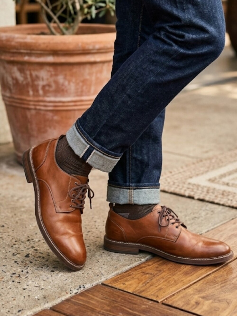George Men's Oxford Cognac Sz 13